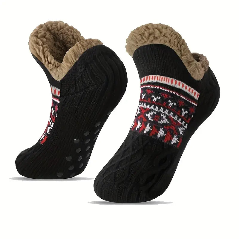 1 Pair BY Men's Sherpa Fluffy Non-Slip Winter Socks