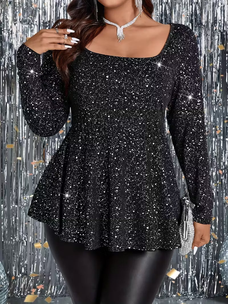 Plus Size, Women'S Top with Square Neckline,