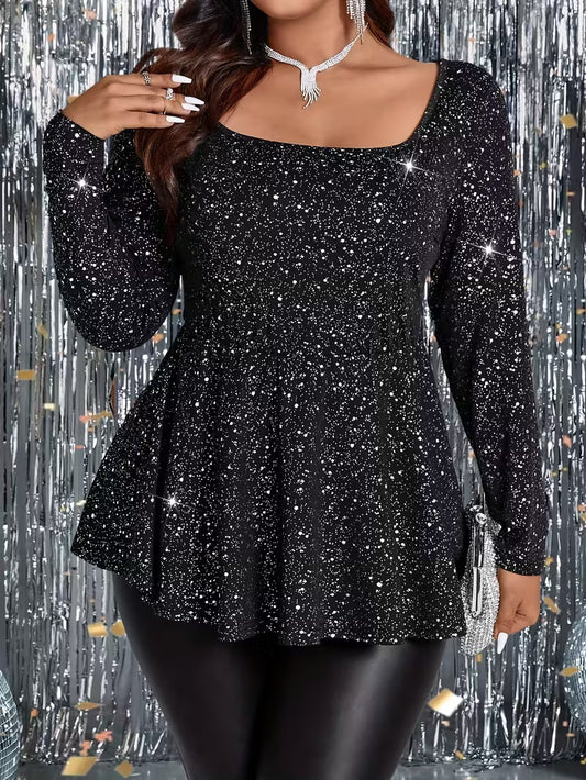 Plus Size, Women'S Top with Square Neckline,