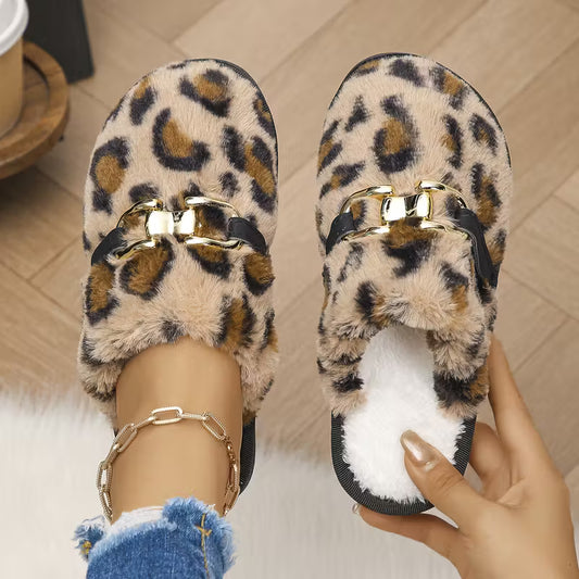 Women'S Cozy Leopard Print Slippers