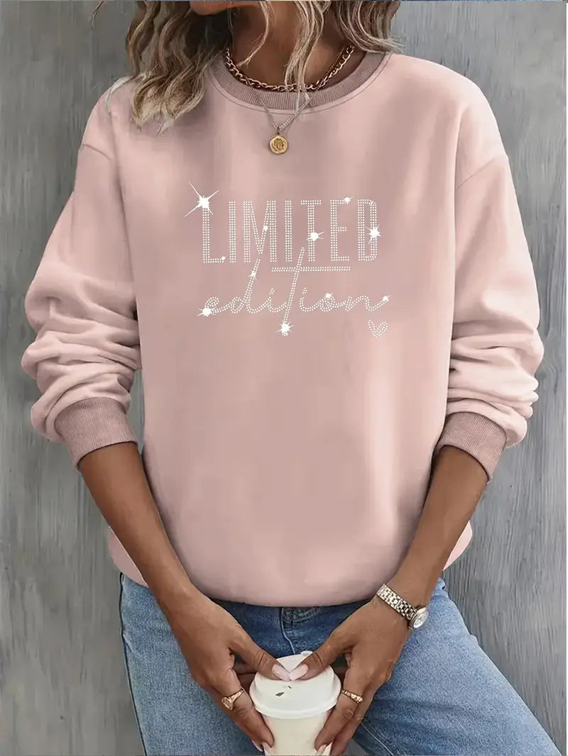 Women'S Limited Edition Glittery Letter Print Sweatshirt