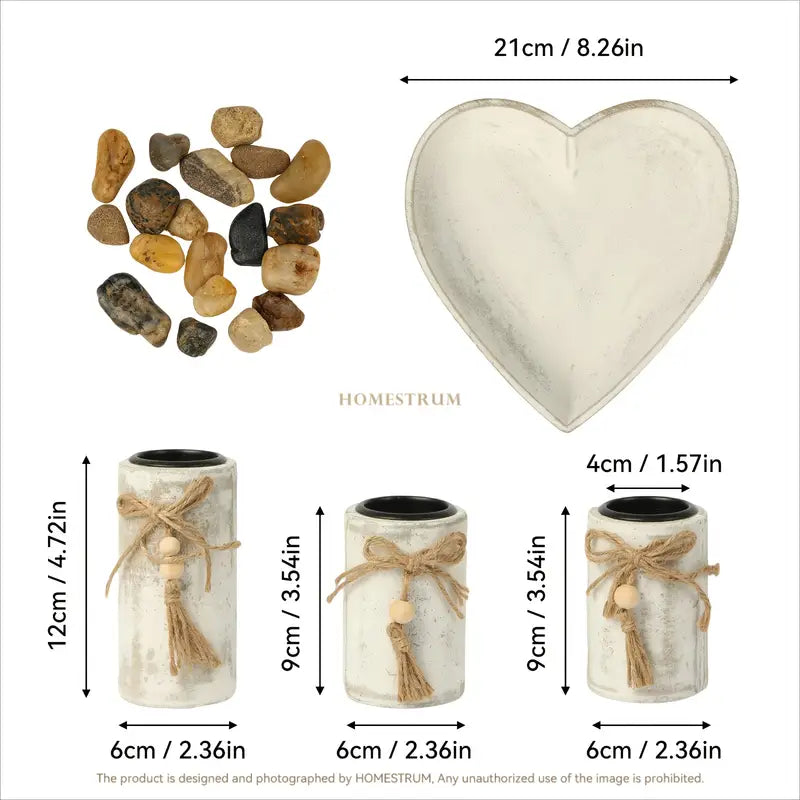 Rustic Farmhouse Wooden Candle Holders Set