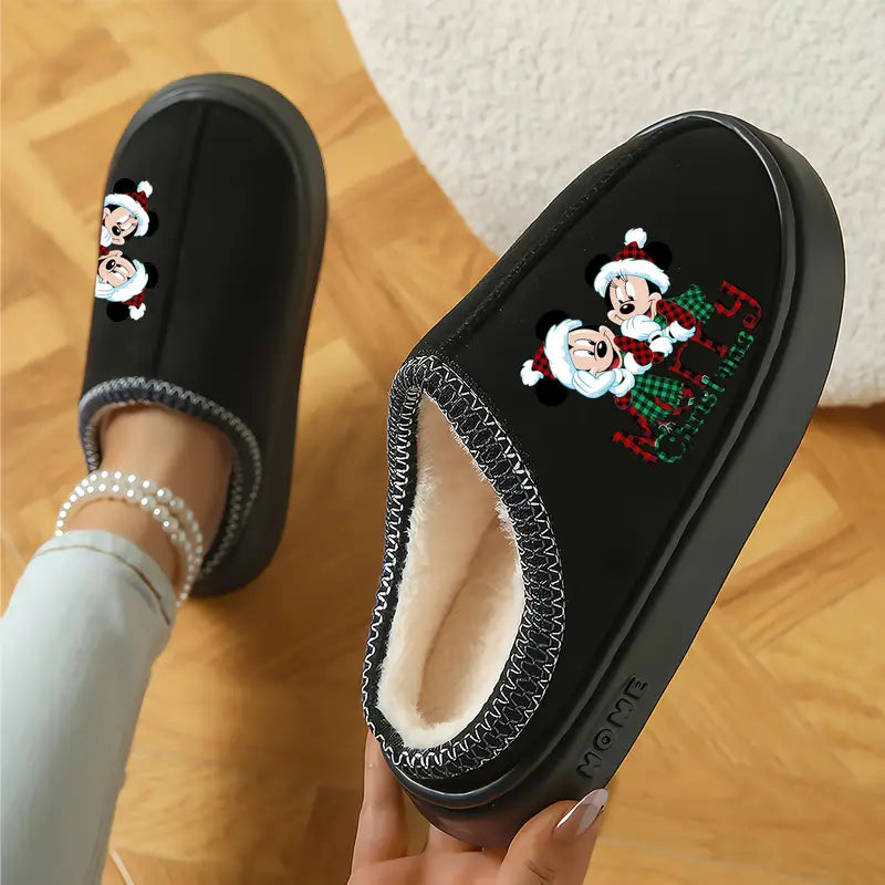 Disney Mickey & Minnie Mouse Cartoon Print Slippers