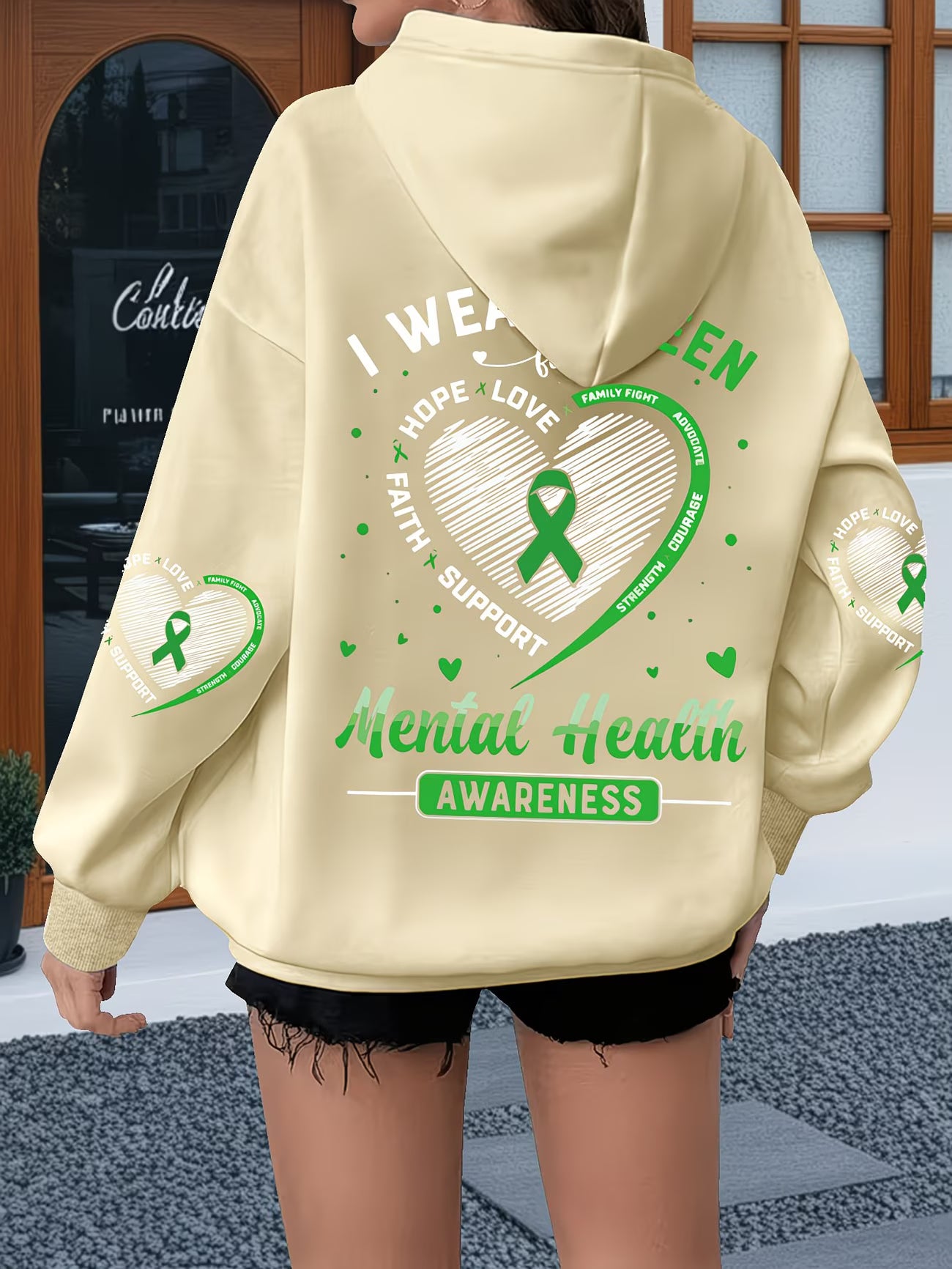 Women's Plus Size Ribbon Letter Graphic Print Hoodie,