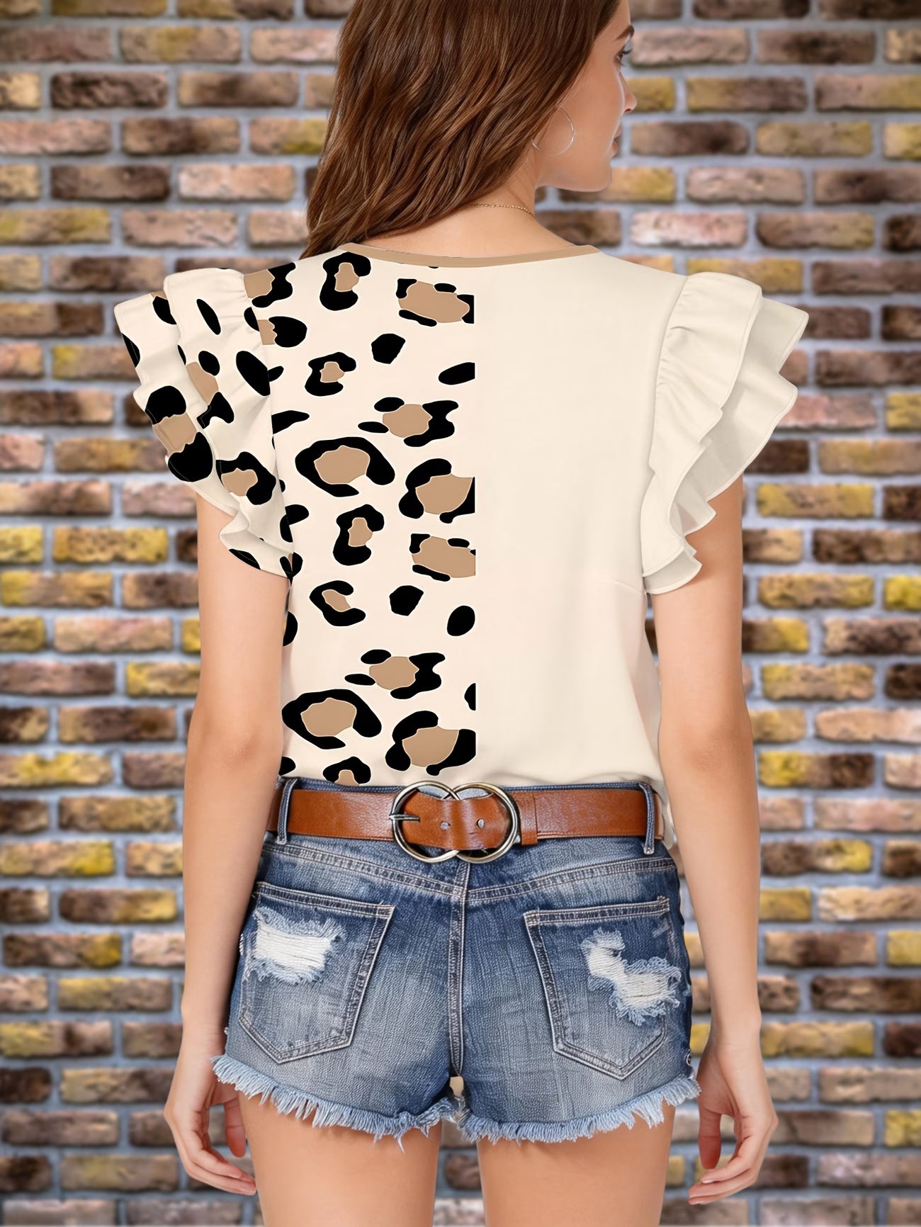 Women'S Stylish Casual T-Shirt with Unique Flutter Sleeves