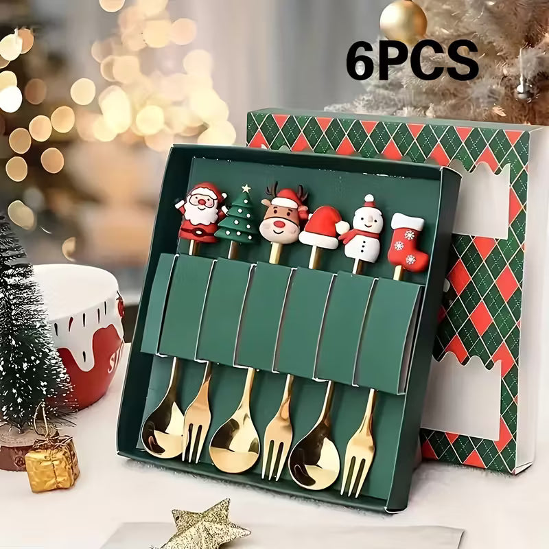 6pcs Christmas Creative Stainless set