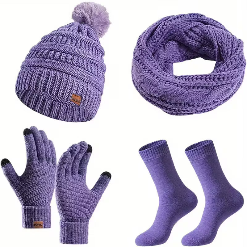 4pcs Women'S Winter Warm Set