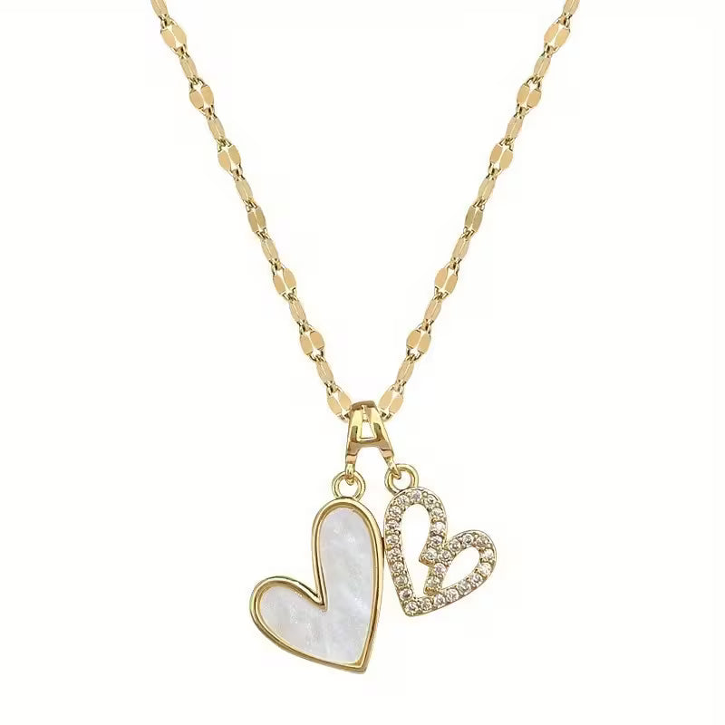 Elegant Double Heart Necklace with Sparkling Accents