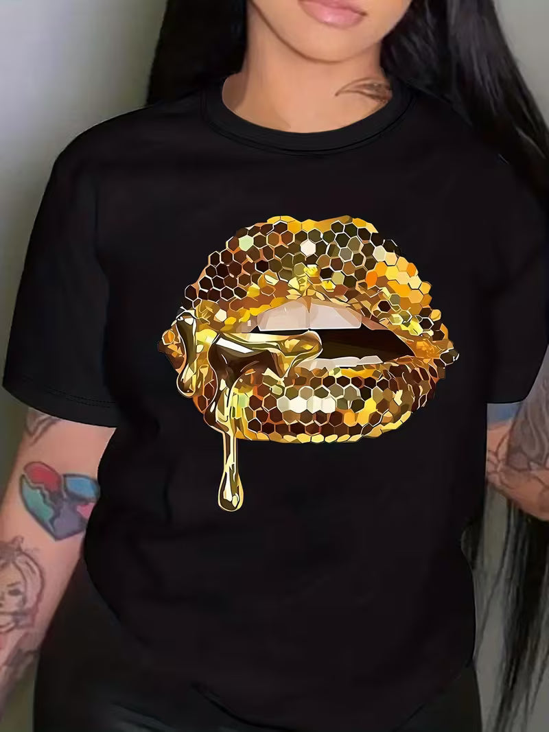 Women' Sparkling Black T-Shirt