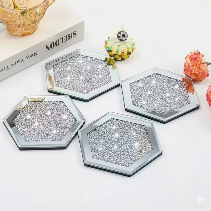 Set of 4 Hexagon Crystal Coasters