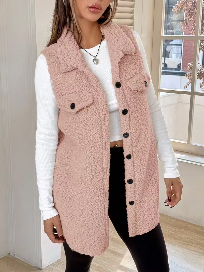Women's Plush Teddy Coat Vest Jacket