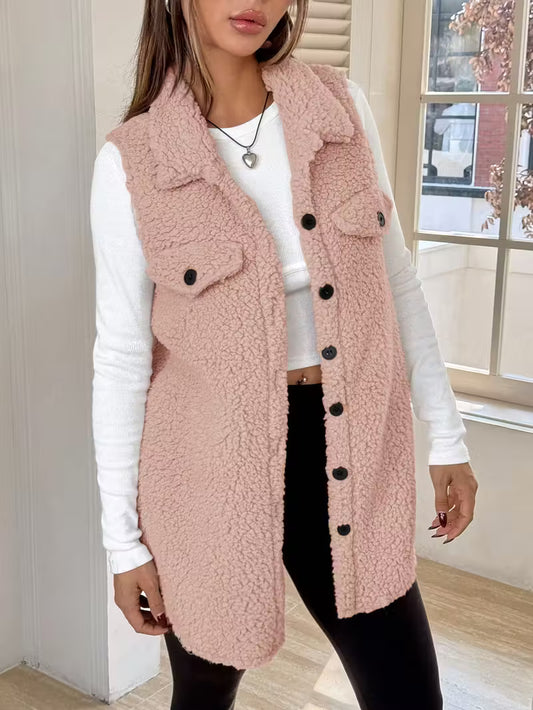 Women's Plush Teddy Coat Vest Jacket