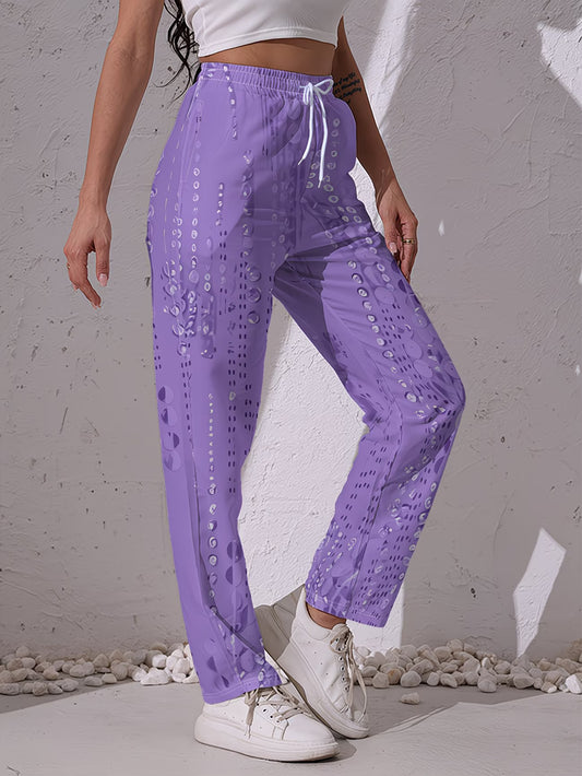Women's Purple Sequin Polka Dot Trousers | Assorted Sequin Embellishment