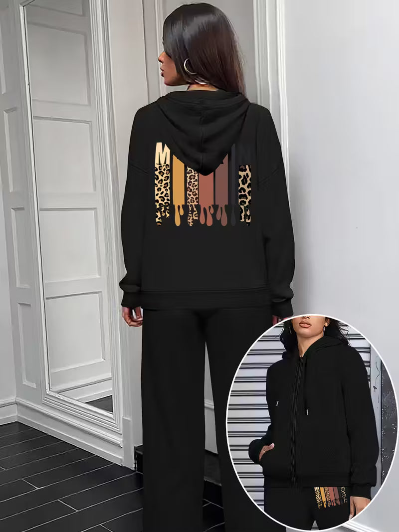 Women'S Casual Zip-Up Hoodie & Pants Set