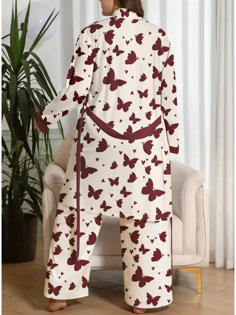 3pcs 's Plus Size Pajama Set