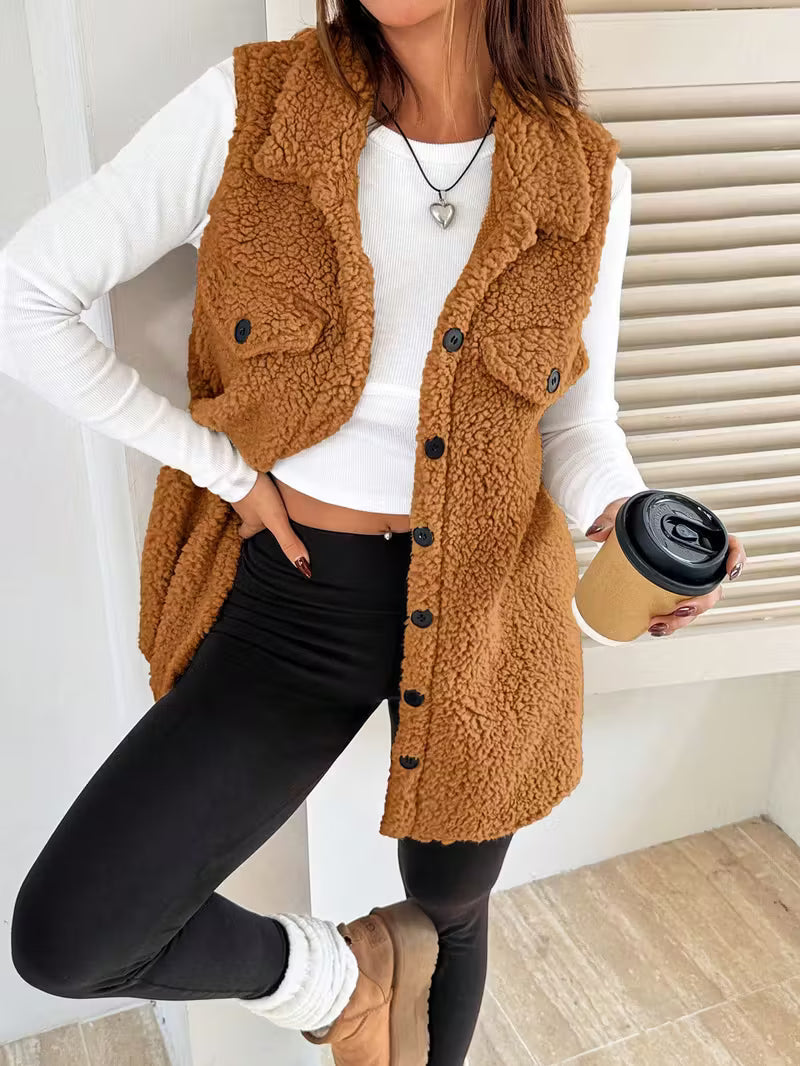 Women's Plush Teddy Coat Vest Jacket