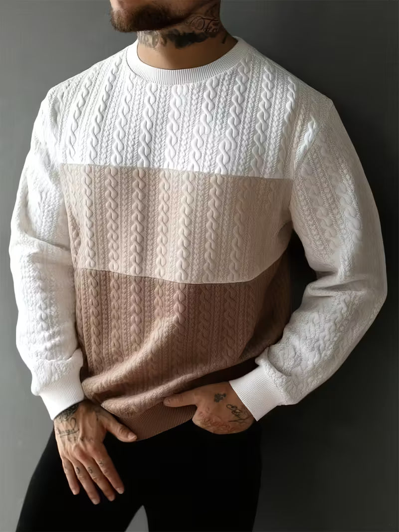 Men'S Casual Crew Neck Sweatshirt with Heart Pattern