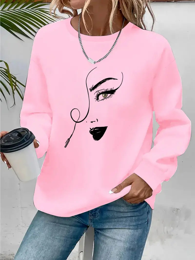 New Line Women'S Face Print Sweatshirt,
