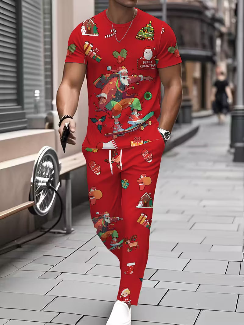 Men'S Christmas Print 2pcs Set