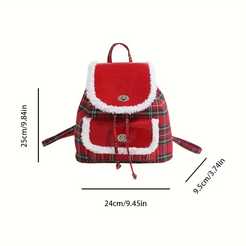 Women's Vintage Red Plaid Backpack