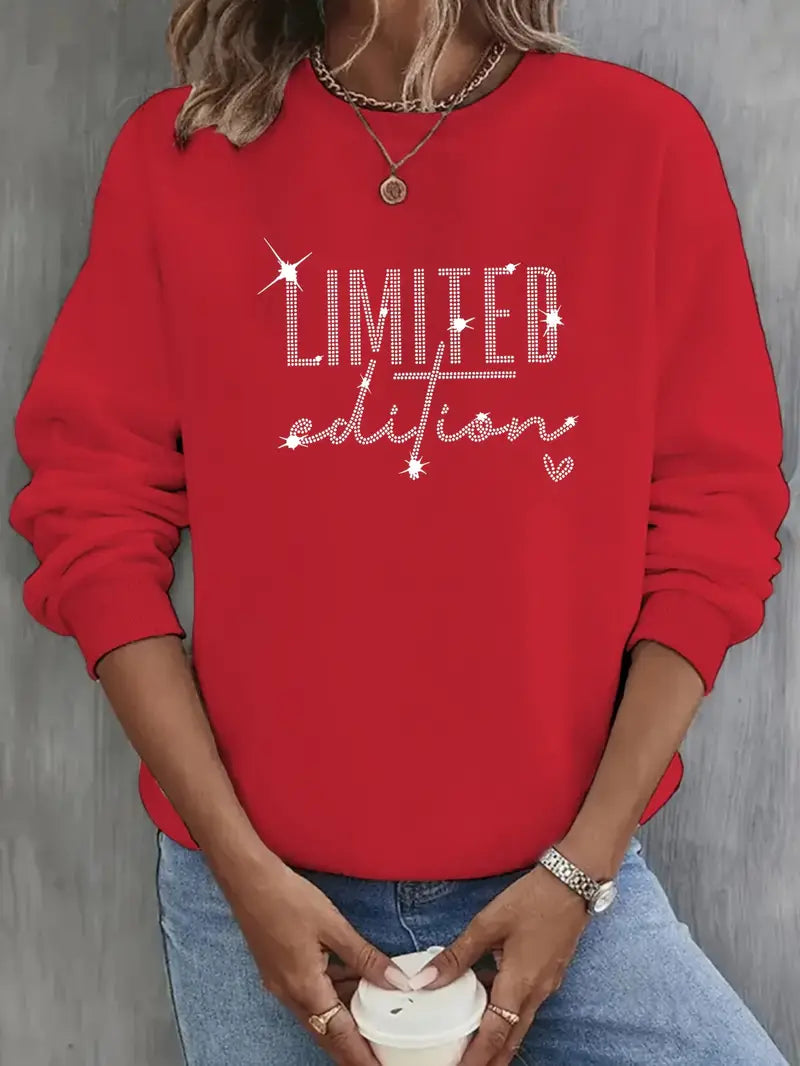 Women'S Limited Edition Glittery Letter Print Sweatshirt