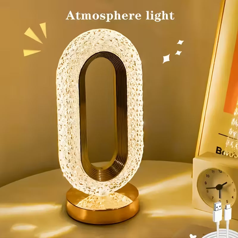 One Diamond Oval Crystal Table Lamp,