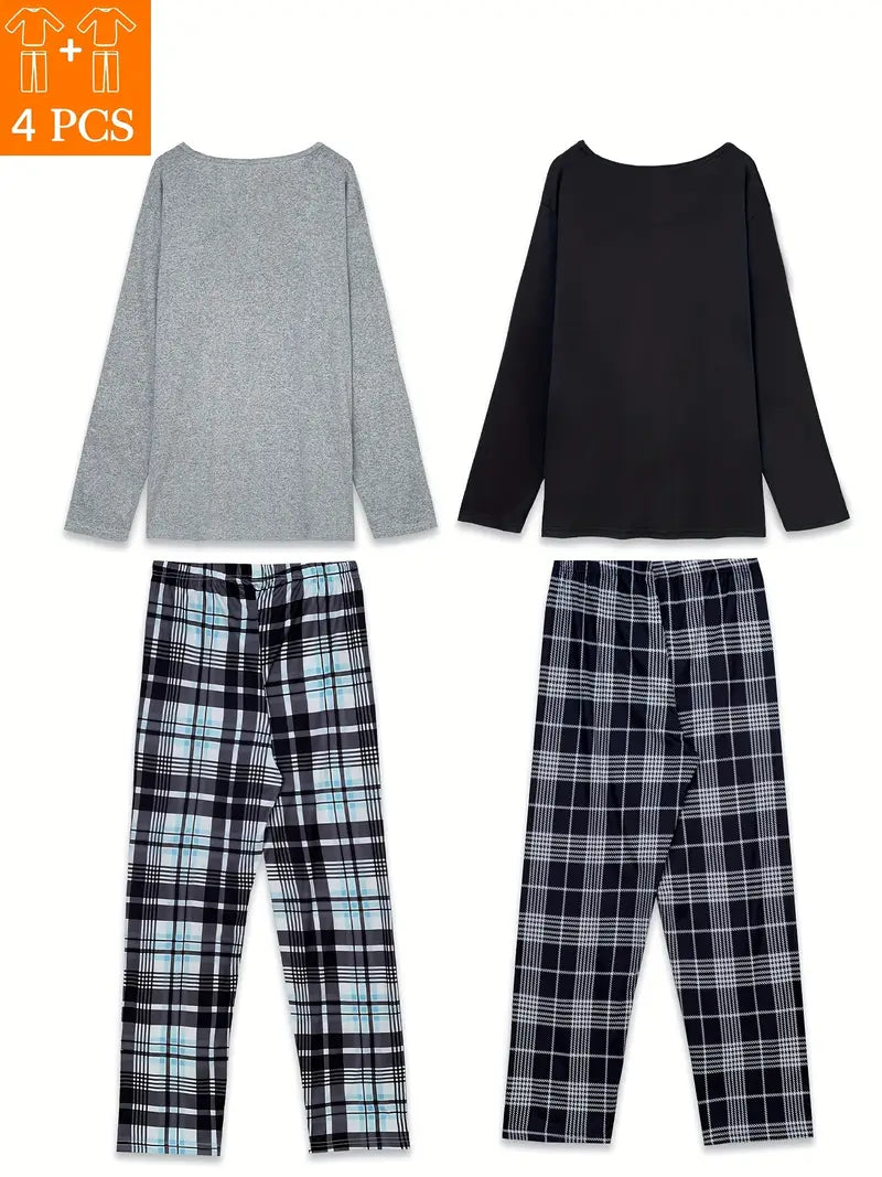 4pcs Men's Pajama Set,