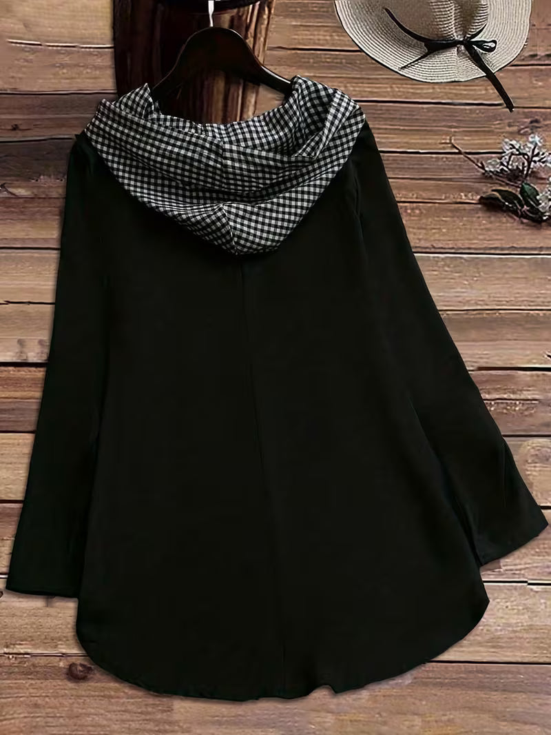 Casual Button-Front Hoodie,