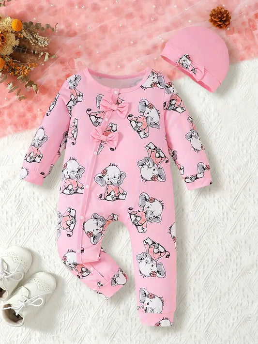 Adorable Bow Hat Outing Playwear Set,