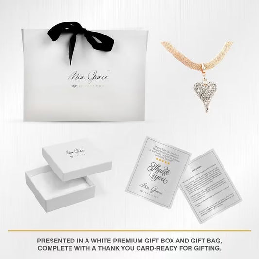 MGJ™ Rose Golden Snake Chain Choker with Austrian Crystal Heart Charm Pendant