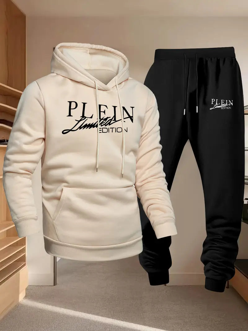 Men'S Long-Sleeve Hooded Sweatshirt Two-Piece Set