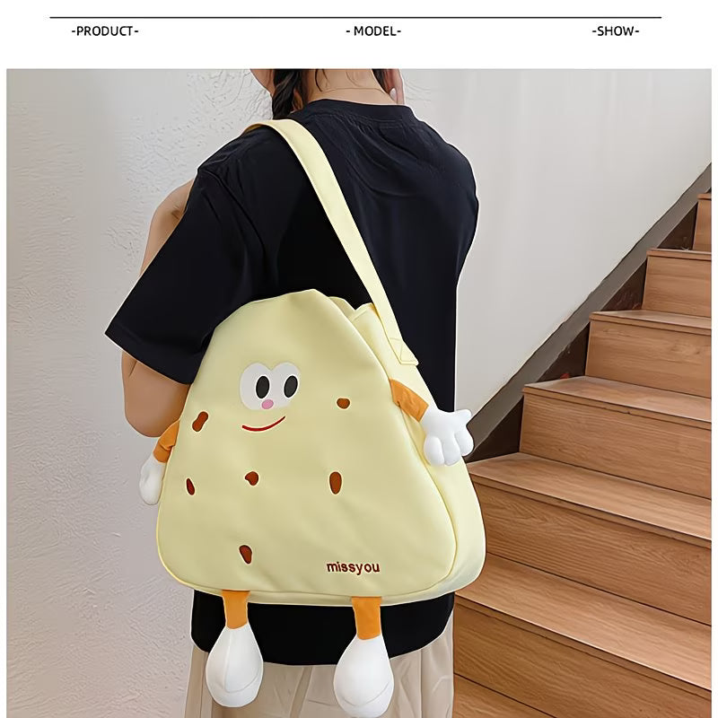 Anime-Inspired Nylon Backpack & Crossbody — Golden Tan & Pastel