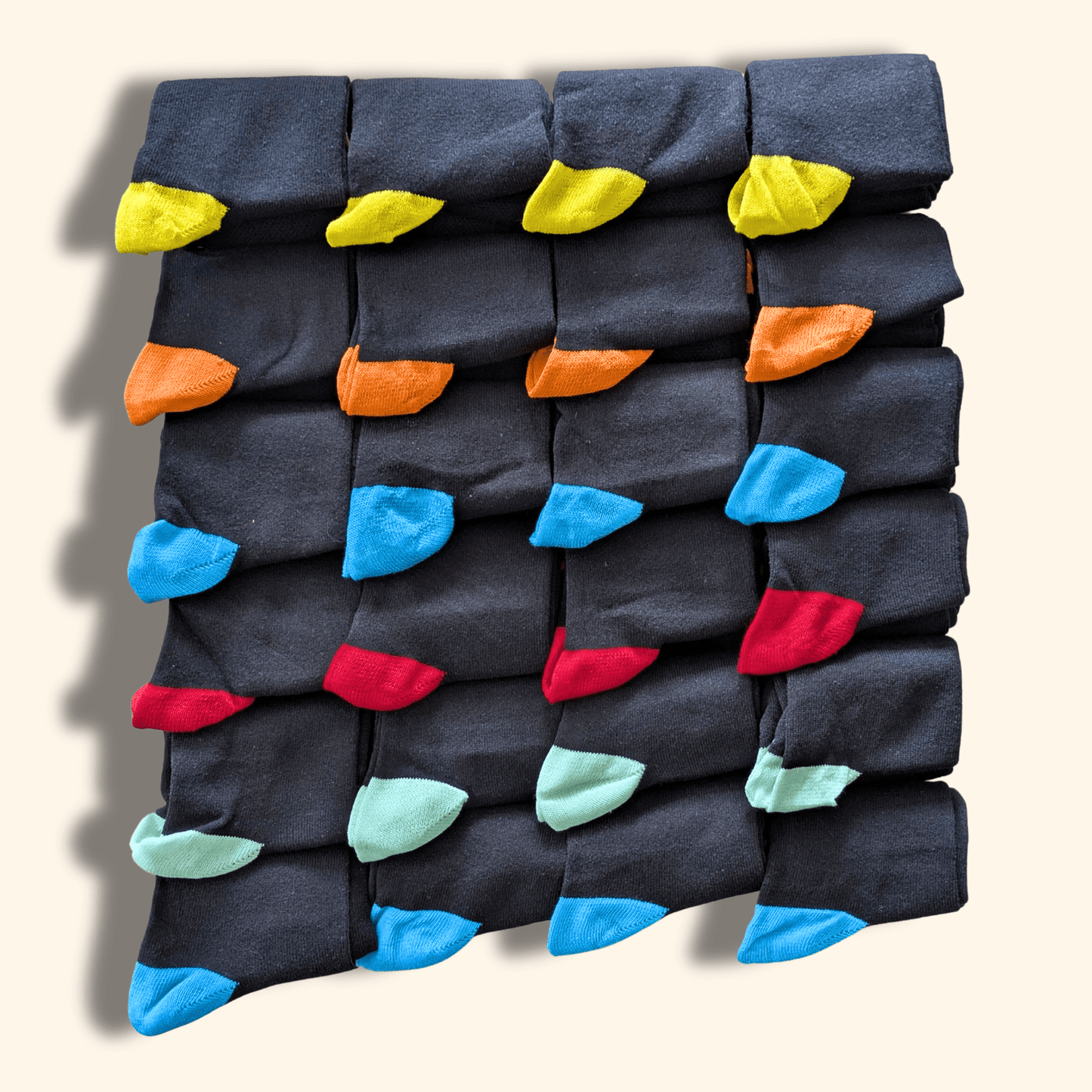 24 Pairs Men's Soft Cotton Colourful Heel Toe Black Argyle Diamond Easycare Comfortable Shoe Socks Flat Toe Seam Durable Work School Business Wear UK 6-11 by Sock Stack