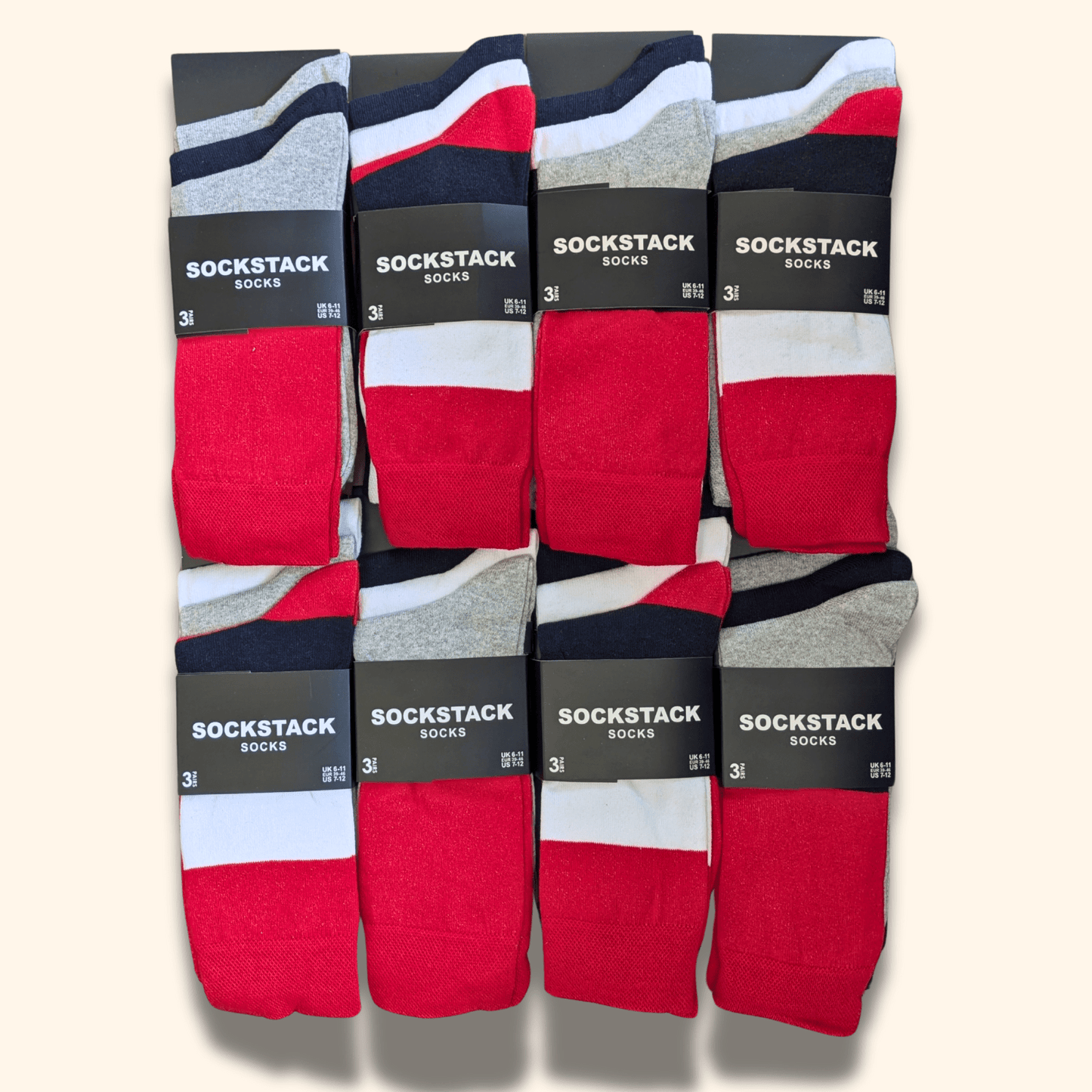 24 Pairs Men's Soft Cotton Colourful Heel Toe Black Argyle Diamond Easycare Comfortable Shoe Socks Flat Toe Seam Durable Work School Business Wear UK 6-11 by Sock Stack