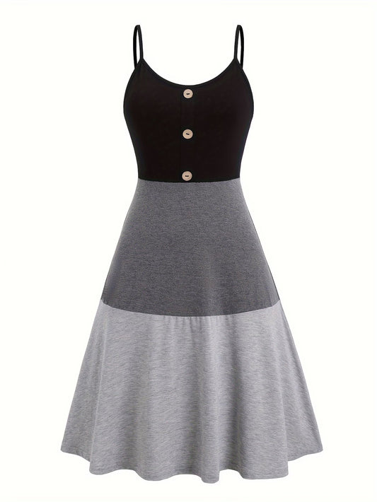 Directional Development of a Color-blocked Spliced Dress with a Lower Skirt