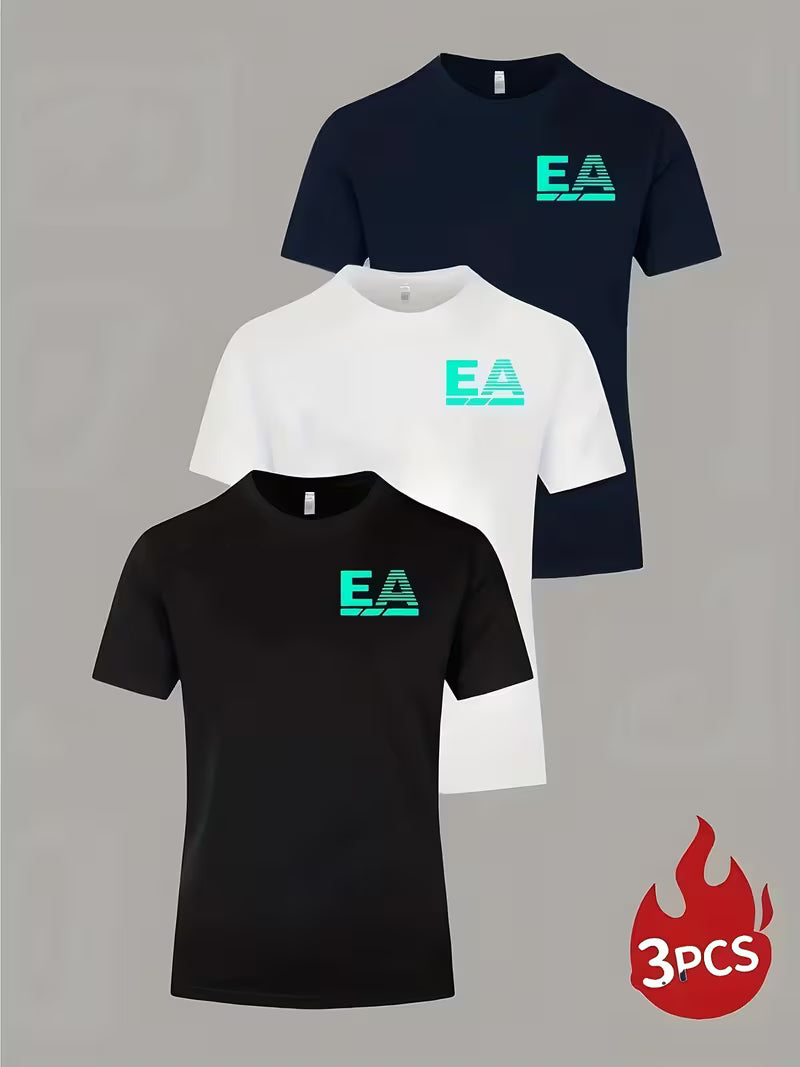 3pcs Men'S EA Letter Graphic T-Shirts