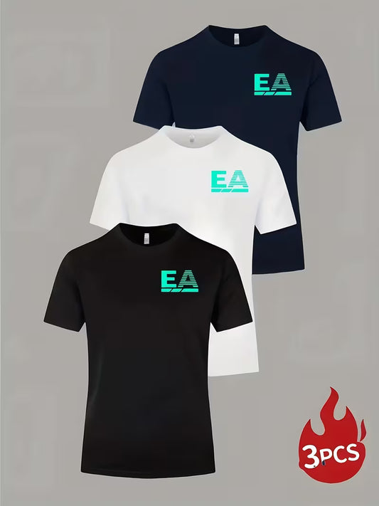 3pcs Men'S EA Letter Graphic T-Shirts