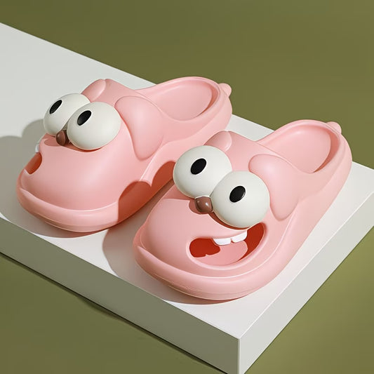 Big-Eyed Dog Design Closed-Toe Slippers
