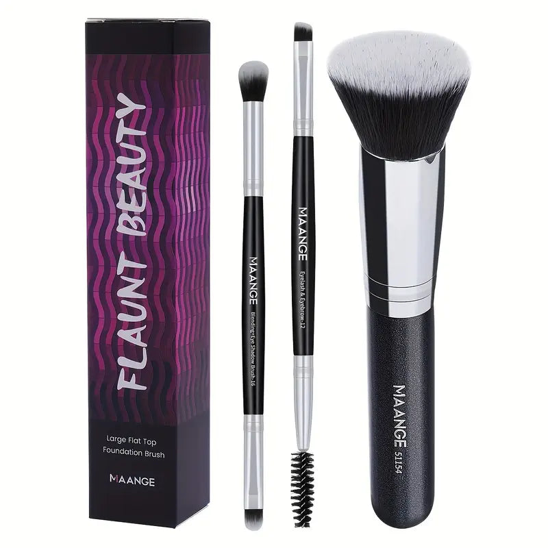 3-Pack Soft Bristle Brush - Foundation, Eye, Brow, Eyeliner