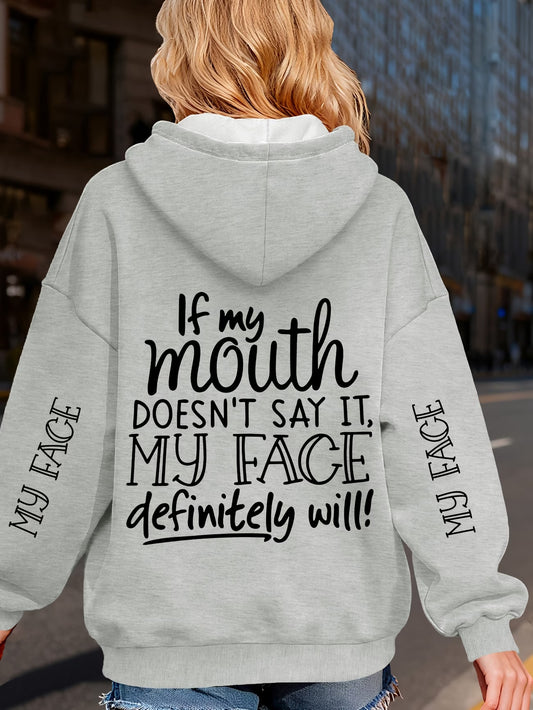 Hooded Sweatshirt - Sassy Lettering Pullover Hoodie