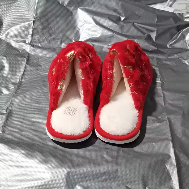 Plush Christmas Tree Slip-On Slippers