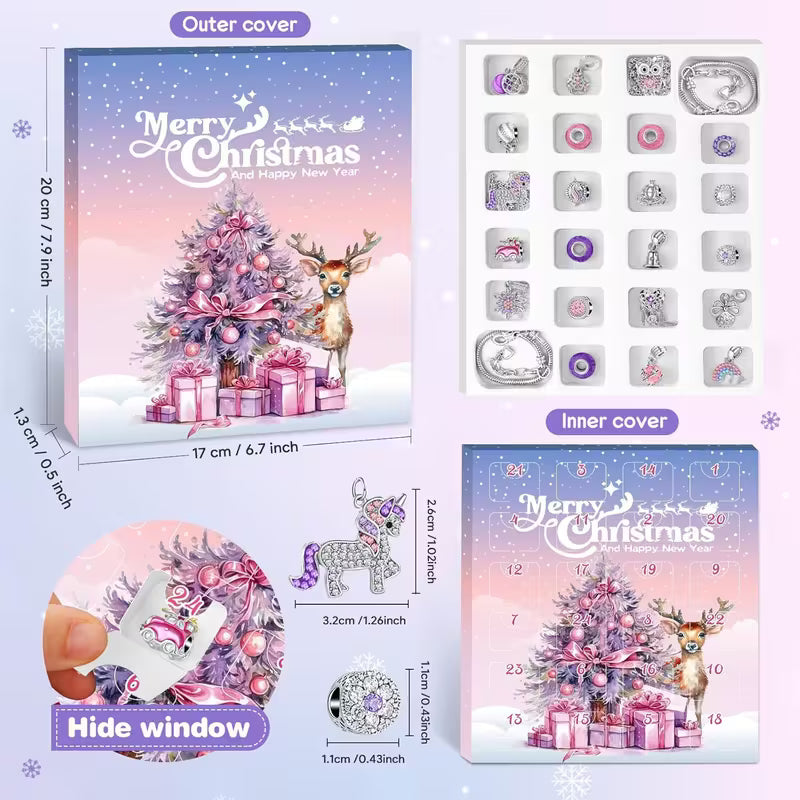 Set Christmas Advent Calendar Bead Jewelry Making Kit with 24-Day Countdown Box