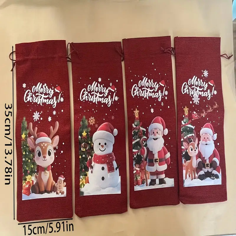 /8pcs Christmas Wine Bottle Bags