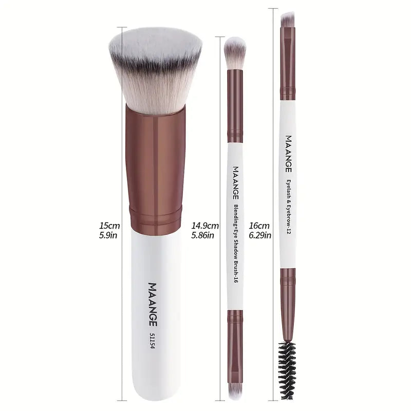 3-Pack Soft Bristle Brush - Foundation, Eye, Brow, Eyeliner