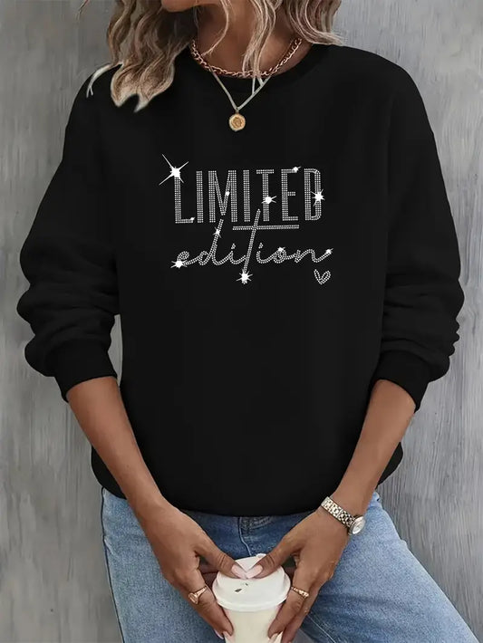 Women'S Limited Edition Glittery Letter Print Sweatshirt