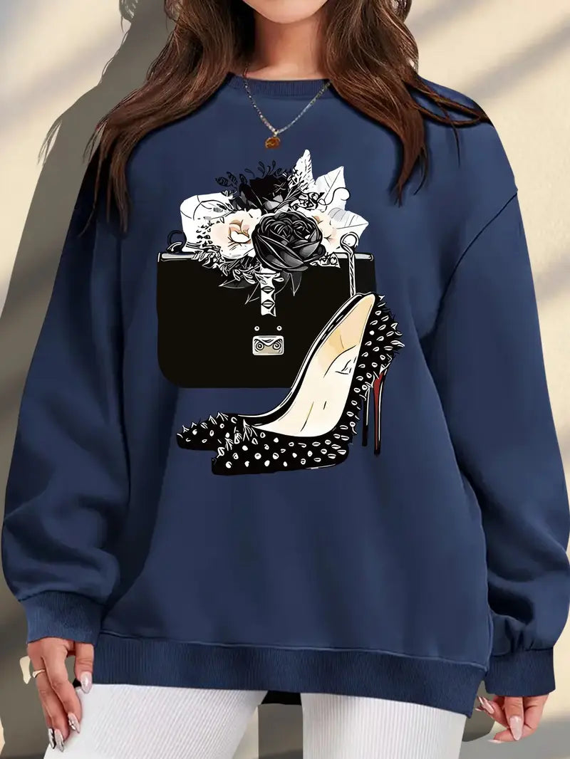 Women'S Plus Size Casual Crew Neck Sweatshirt