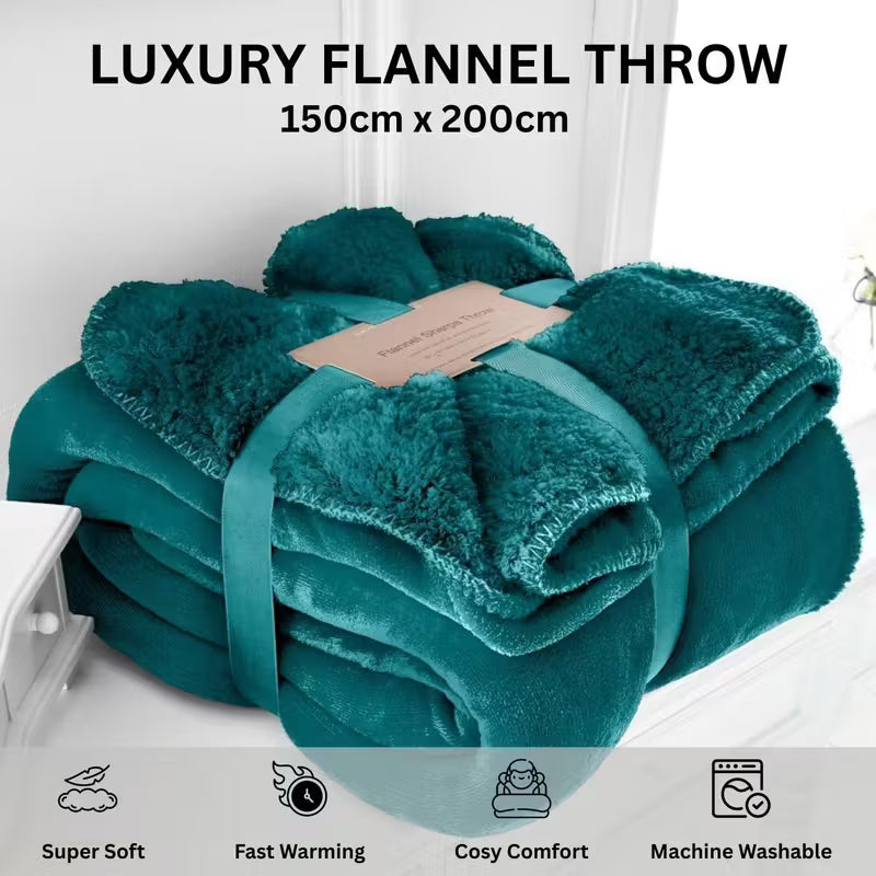 Flannel Sherpa Throw Blanket