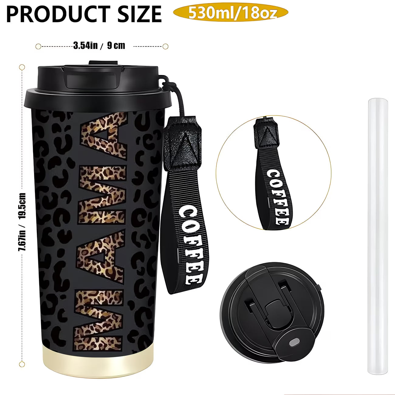 1pc 18Oz Stainless Steel Insulated Travel Mug.