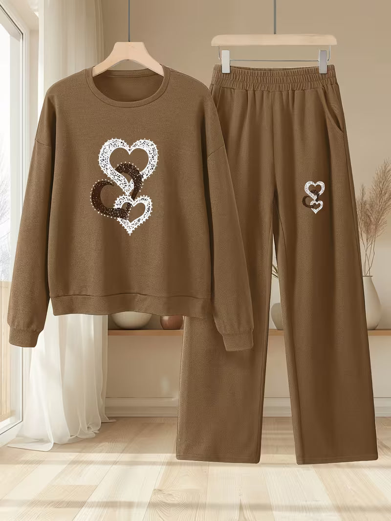 2pcs Autumn-Winter Heart Pattern sets