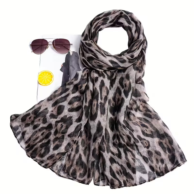 Women's Bohemian Leopard Print Scarf Cape